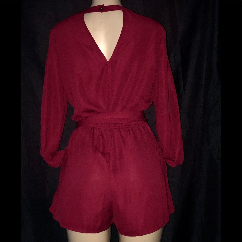 CUTE BURGUNDY LONG SLEEVE ROMPER